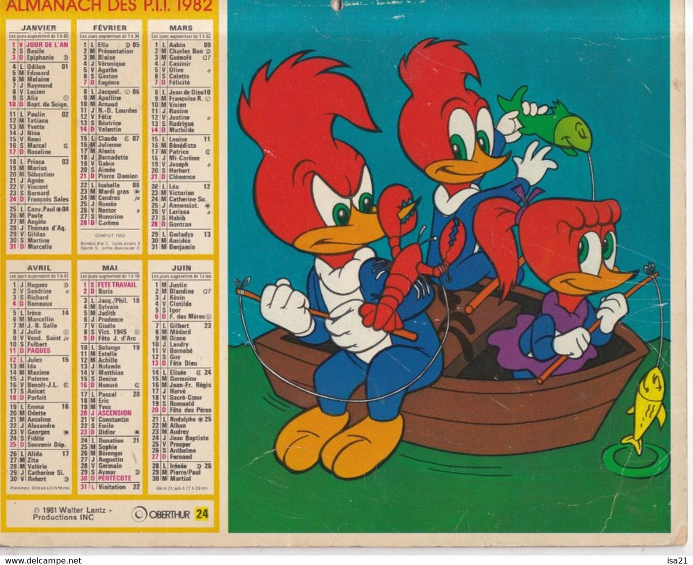 Almanach Du Facteur, Calendrier De La Poste, 1982, Haute-Saône - Belfort, Woody Woodpecker - Grand Format : 1981-90