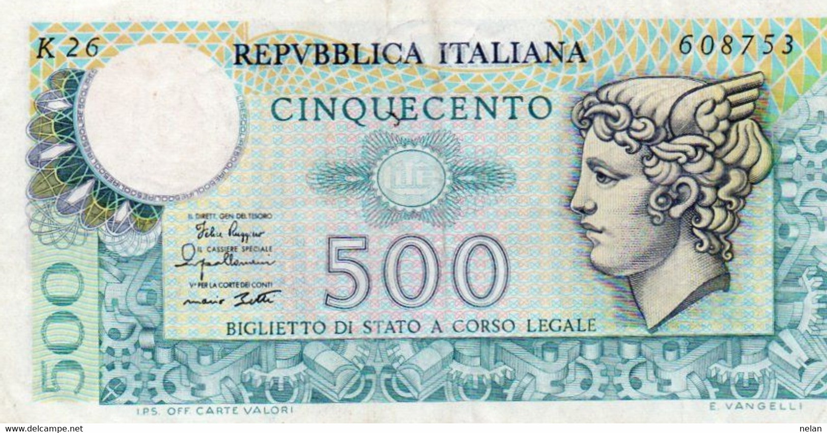 ITALIA  500 LIRE 1979 P-94a.2  XF - Firme: Ruggiero / Impallomeni / Betti - 500 Liras