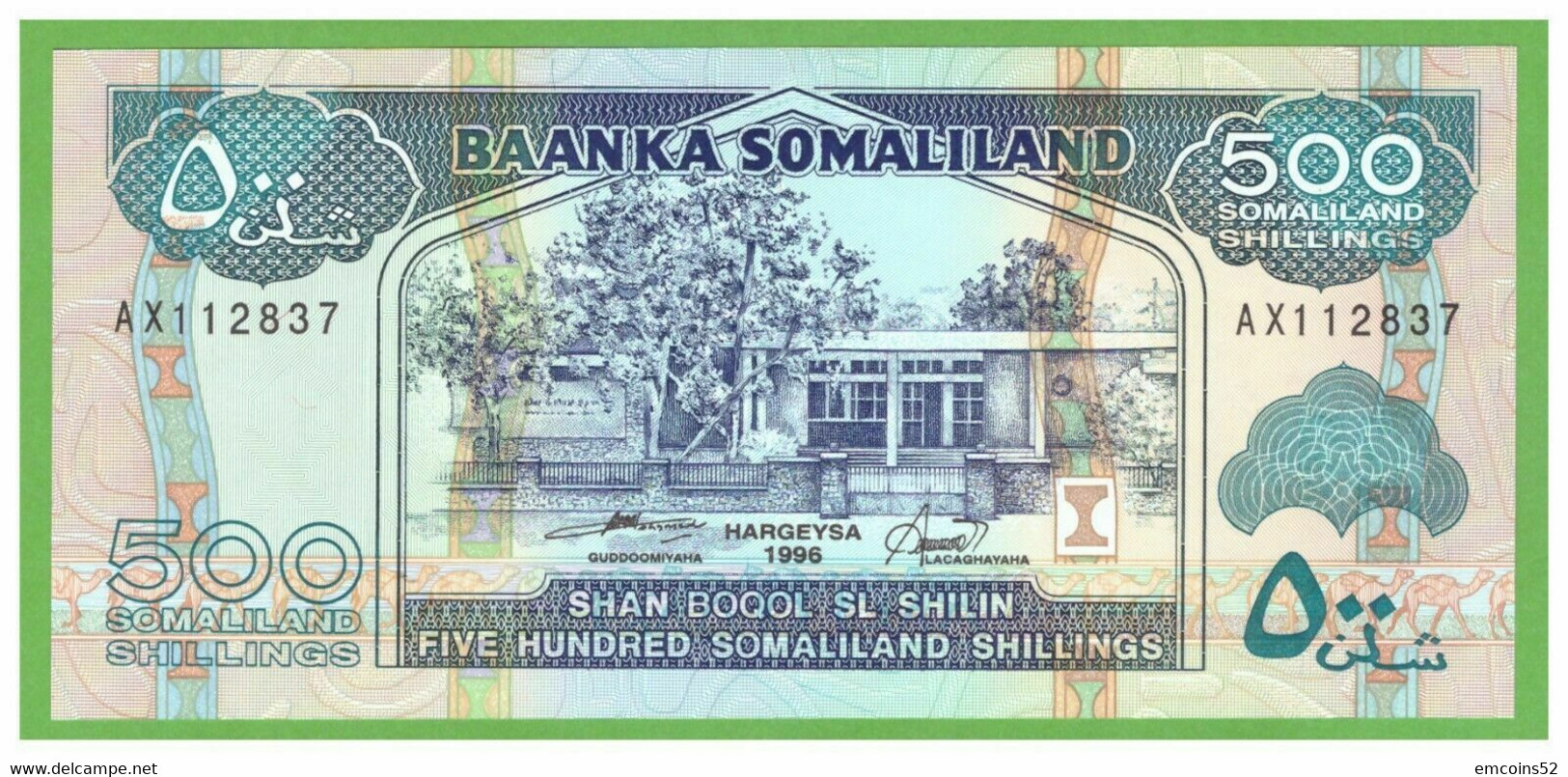 SOMALILAND 500 SHILLINGS 1996  P-6b  UNC - Somalia