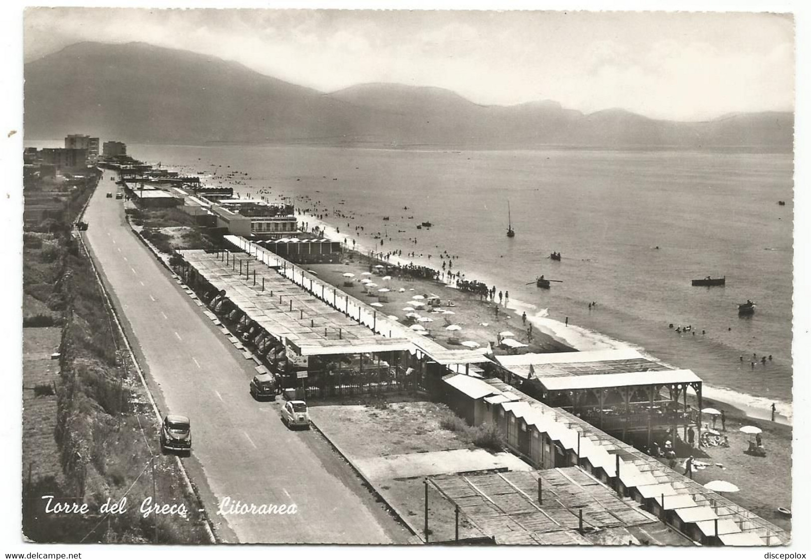 AB333 Torre Del Greco (Napoli) - Litoranea E Spiaggia - Auto Cars Voitures - Panorama / Viaggiata 1961 - Torre Del Greco