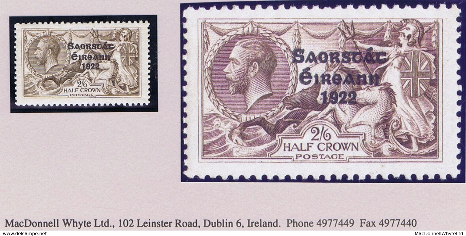 Ireland 1925 Saorstat 3-line Narrow Date Overprint, 2/6d Brown Fresh Mint Hinged - Neufs