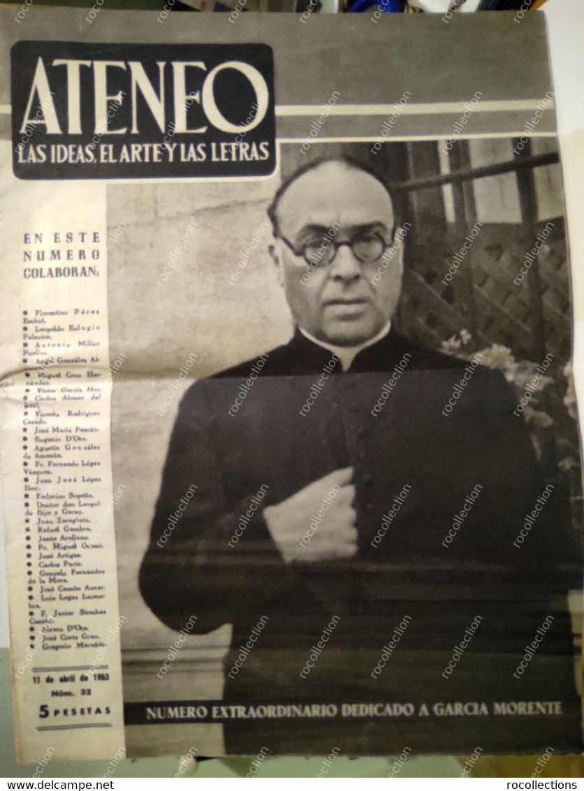 Spain Espana Magazine ATENEO Numero Extraordinario Dedicado A Garcia Morente 11 Abril 1953 - [1] Jusqu' à 1980