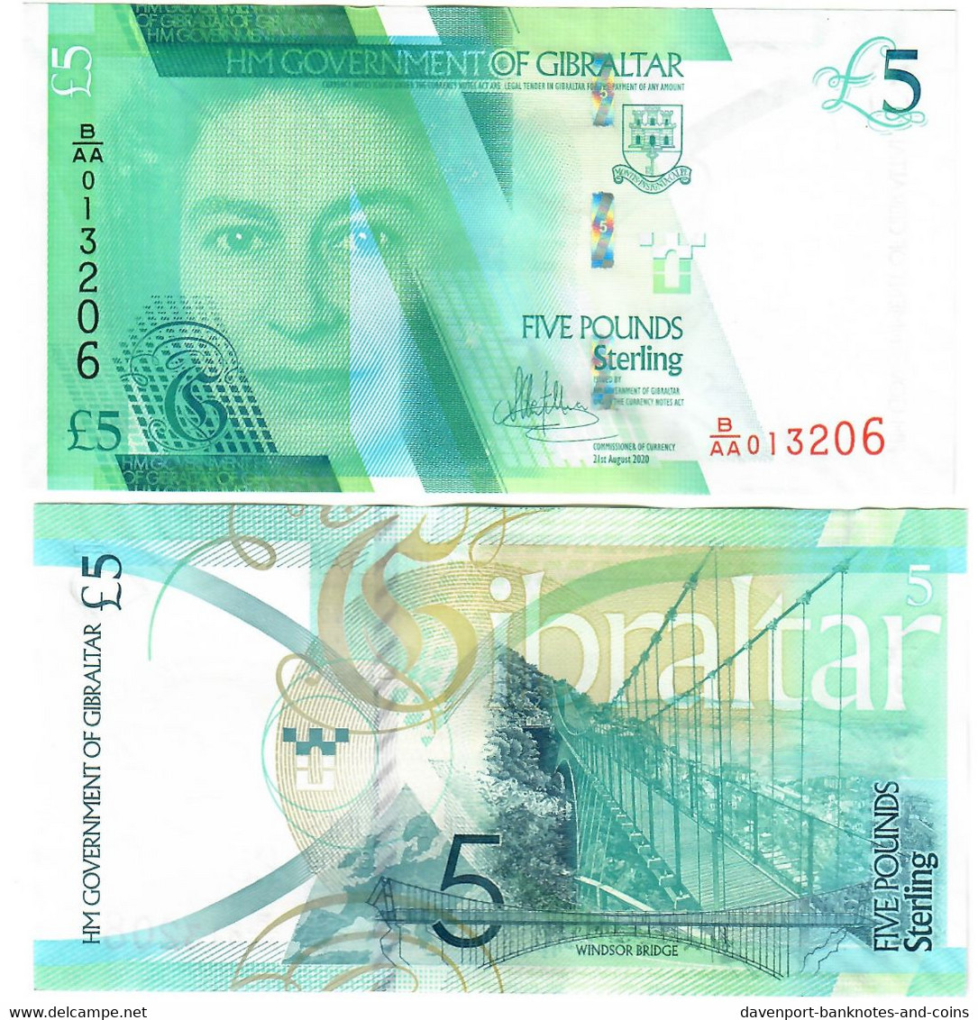 Gibraltar 5 Pounds 2020 (2021) UNC - Gibraltar