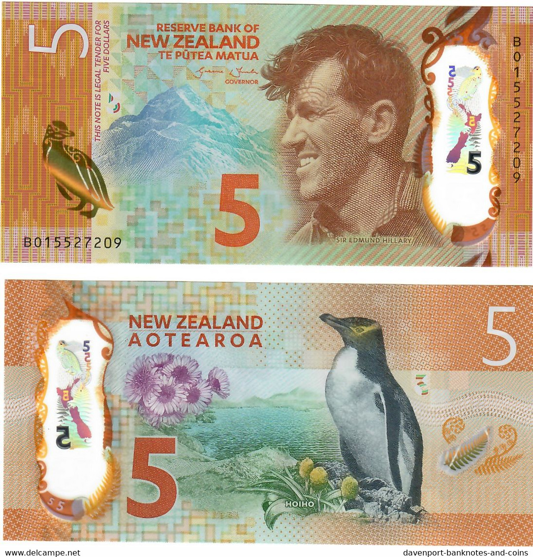 New Zealand 5 Dollars 2015 UNC - Nueva Zelandía