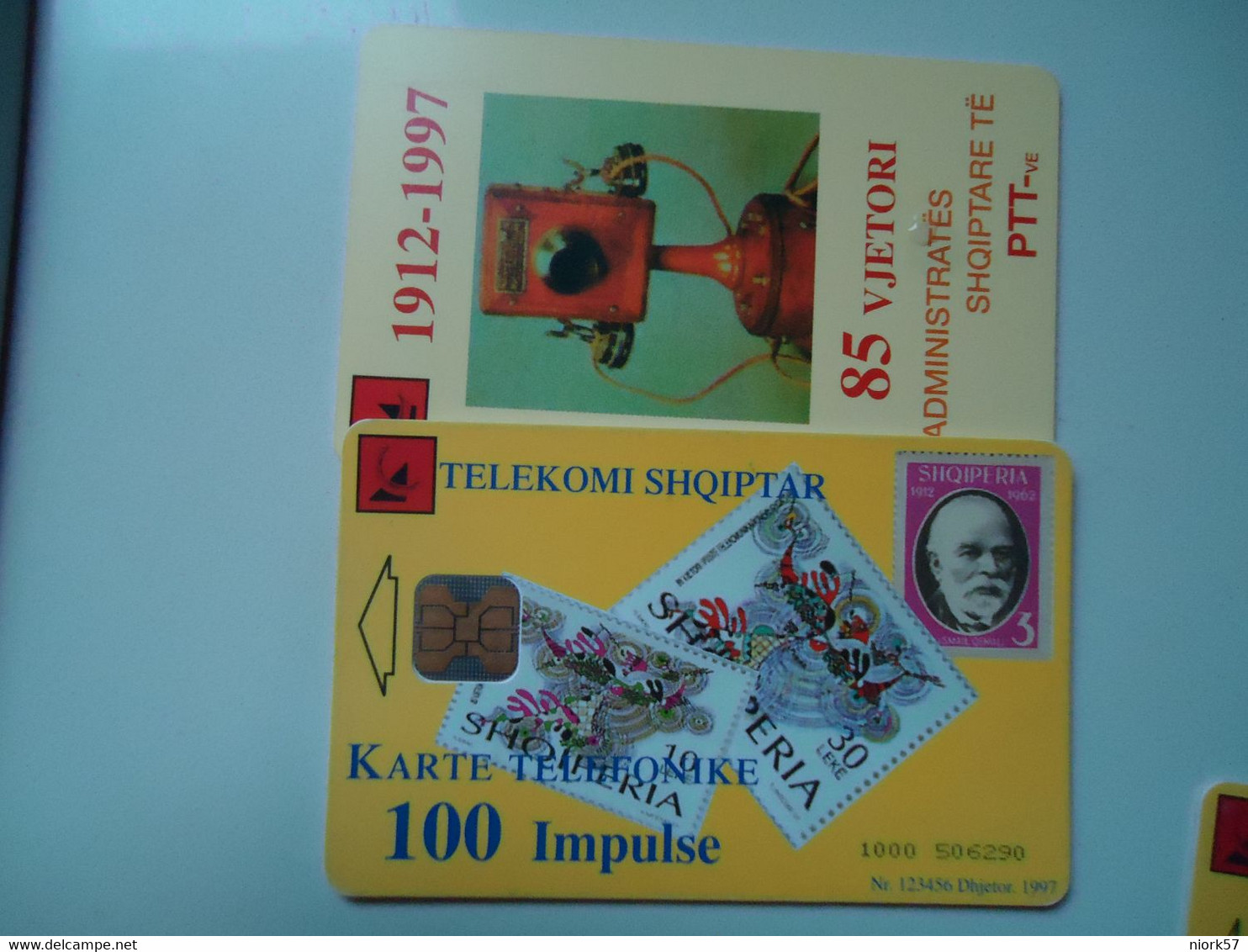 ALBANIA   USED     PHONECARDS  TELEPHONES AND STAMPS - Albania