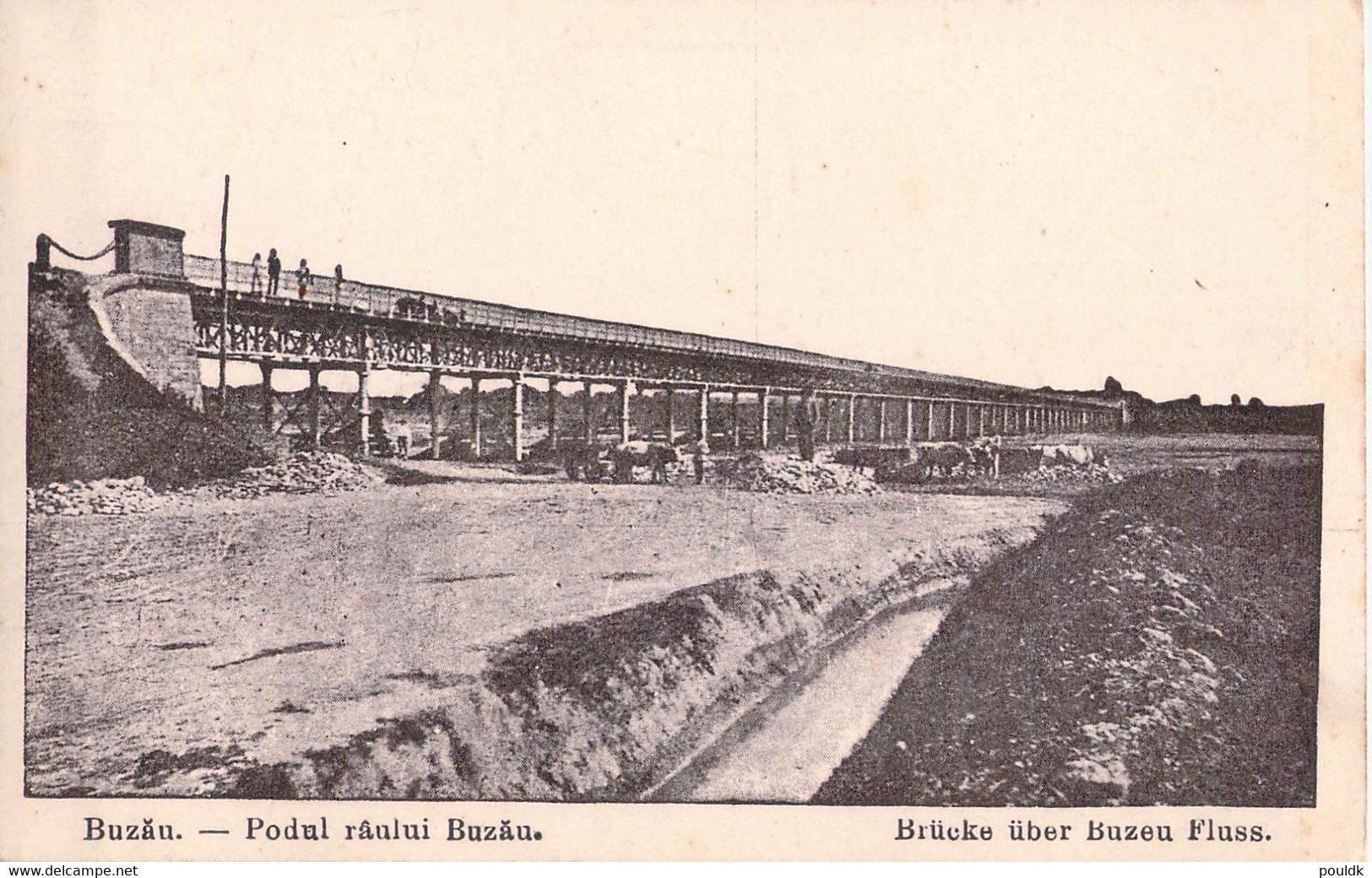 German Feldpost WW1: Postcard Over The Buzau River, Romania - Etappen Inspektion 18 Posted Deutsche Feldpost - Militaria