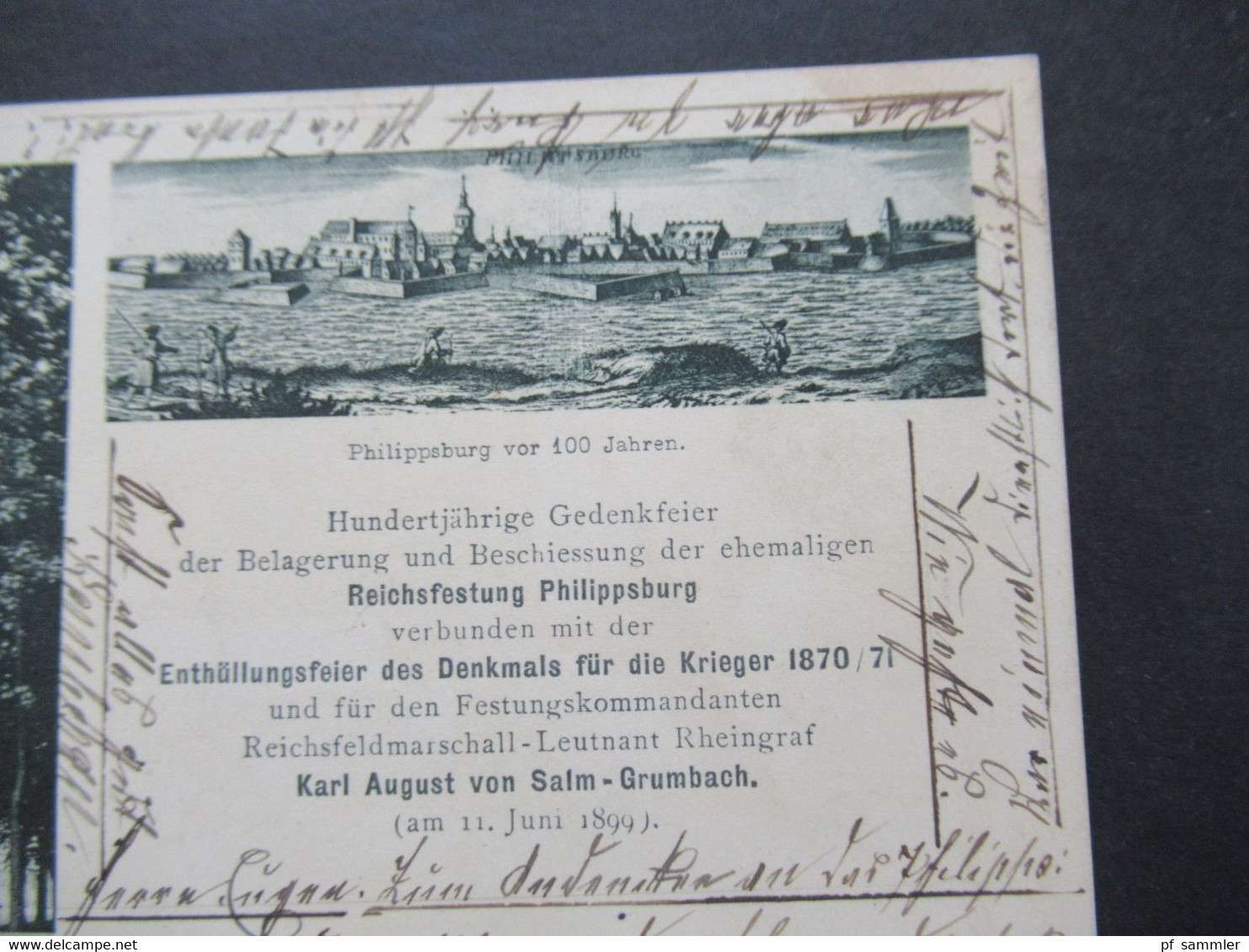 Mehrbild AK 1899 Philippsburg Vor 100 Jahren Gedenkfeier Der Belagerung Reichsfestung Denkmal Der Krieger 1870 / 71 - Otras Guerras