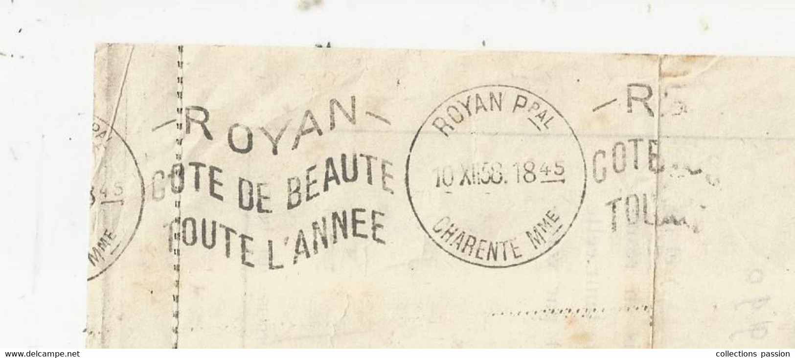 Facture , électricité De France ,LaRochelle , Subdivision De ROYAN ,1958, Oblitérations ROYAN PRINCIPAL, Frais Fr 1.75 E - 1950 - ...