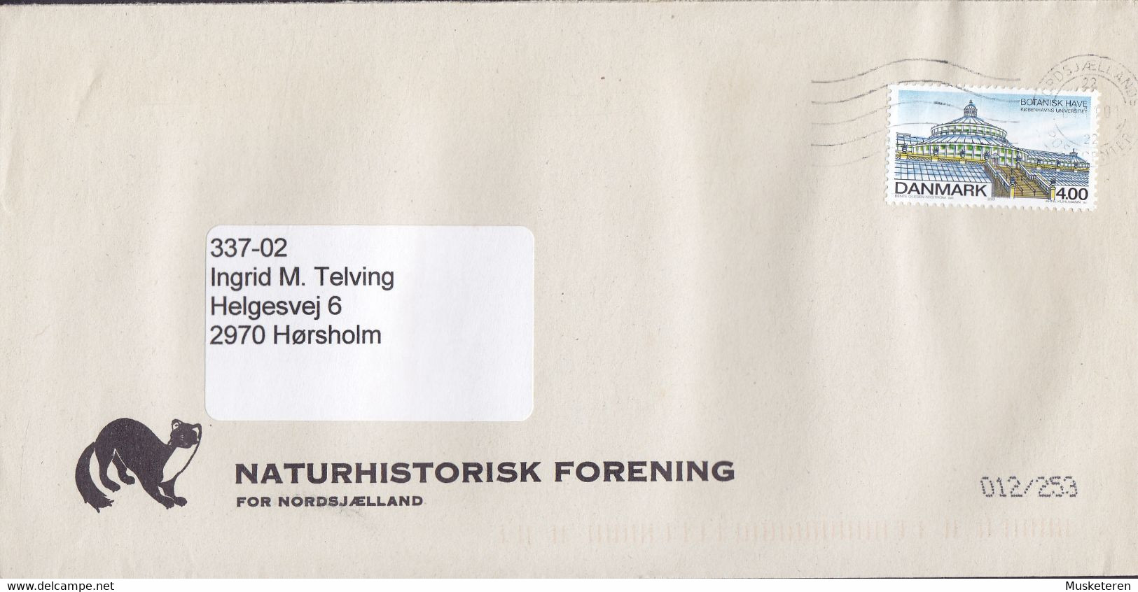 Denmark NATURHISTORISK FORENING Hillerød (Wesel? Animal Cachet) TMS Cds. 2001 Cover Brief Botanical Garden Stamp - Lettres & Documents