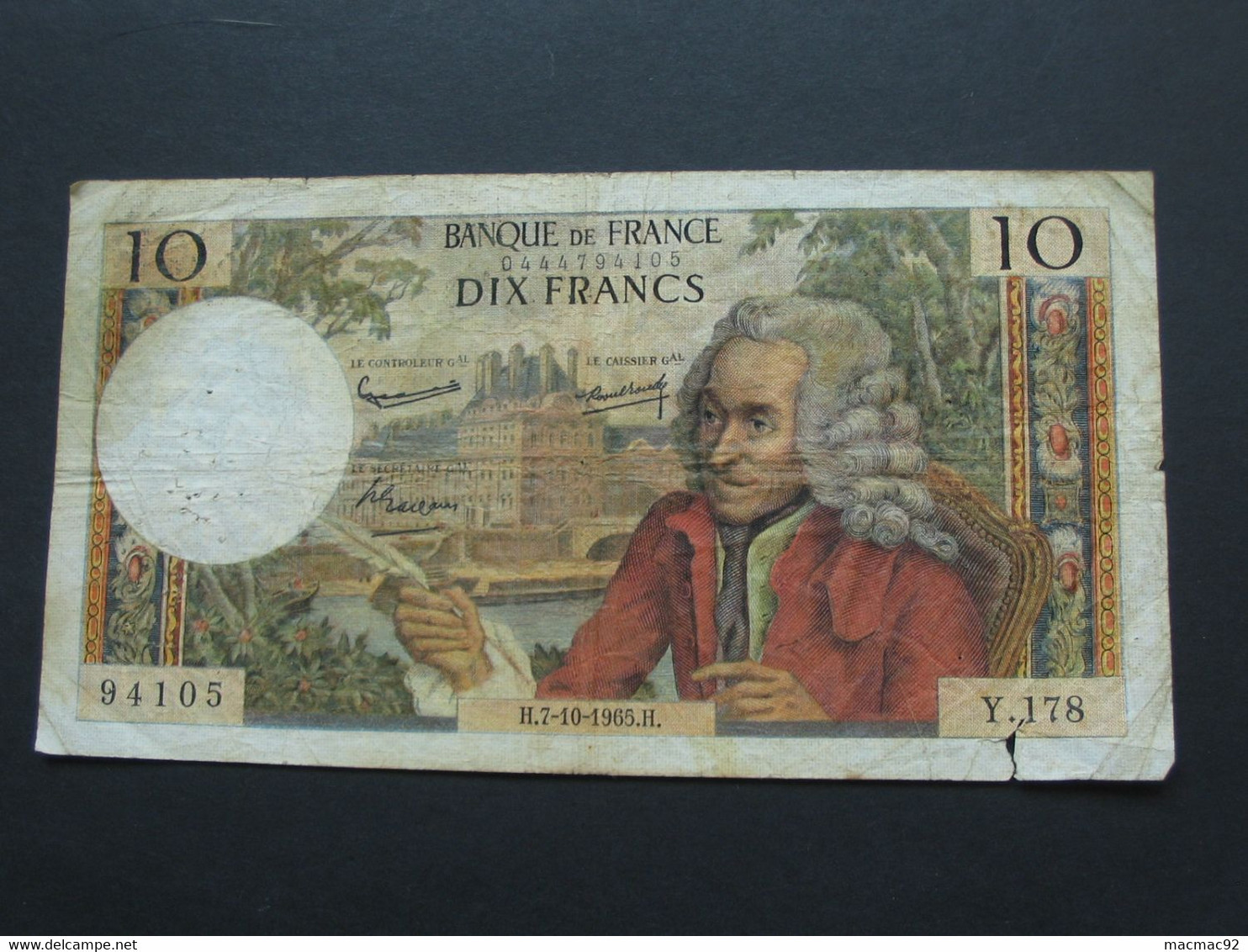 10 Dix Francs VOLTAIRE 7-10-1965   **** EN ACHAT IMMEDIAT **** - 10 F 1963-1973 ''Voltaire''