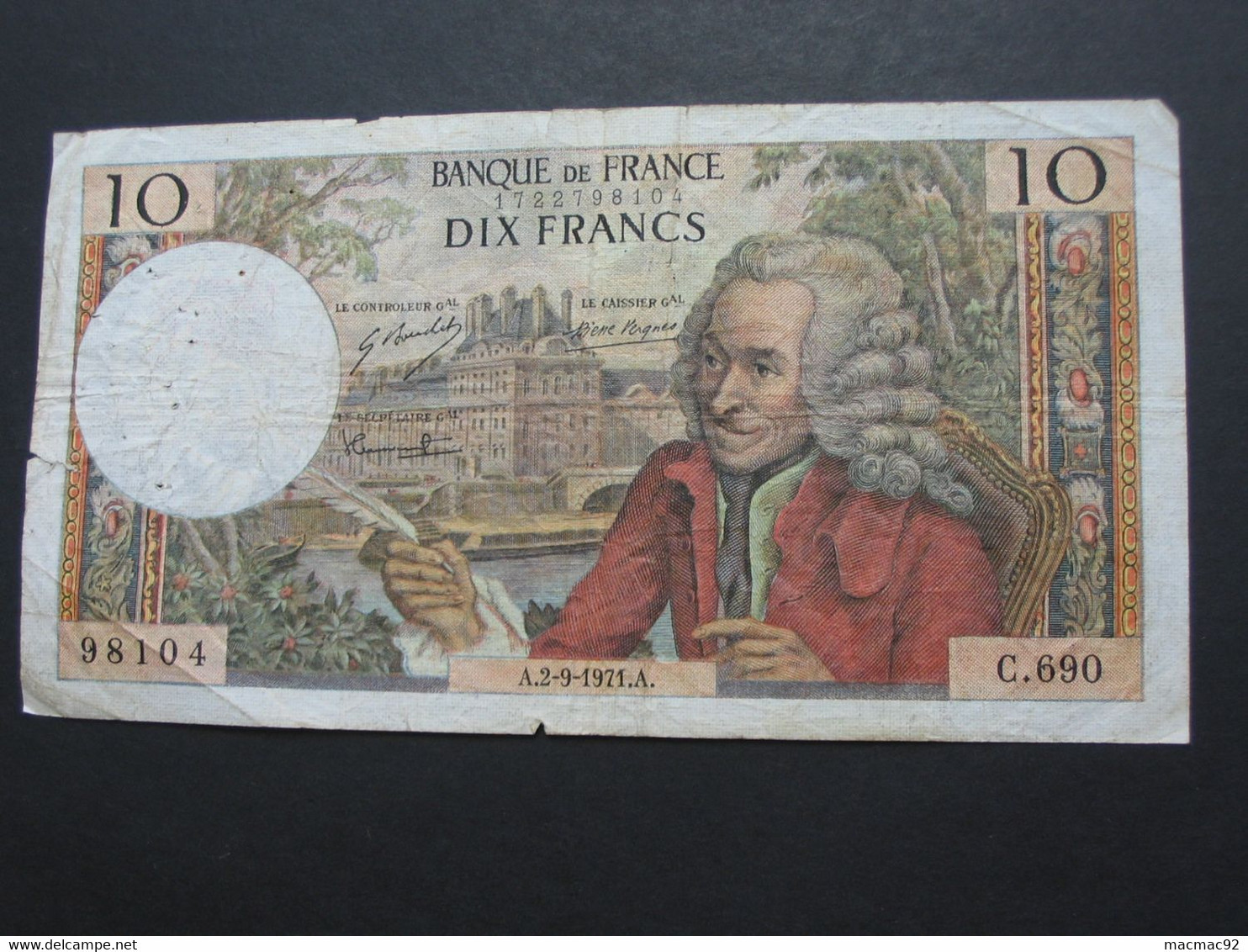 10 Dix Francs VOLTAIRE 2-9-1971   **** EN ACHAT IMMEDIAT **** - 10 F 1963-1973 ''Voltaire''