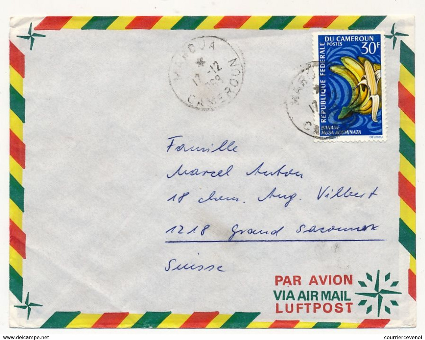 CAMEROUN => Enveloppe Maroua Pour Suisse, Affr. 30F Bananes - 12/12/1969 - Camerun (1960-...)