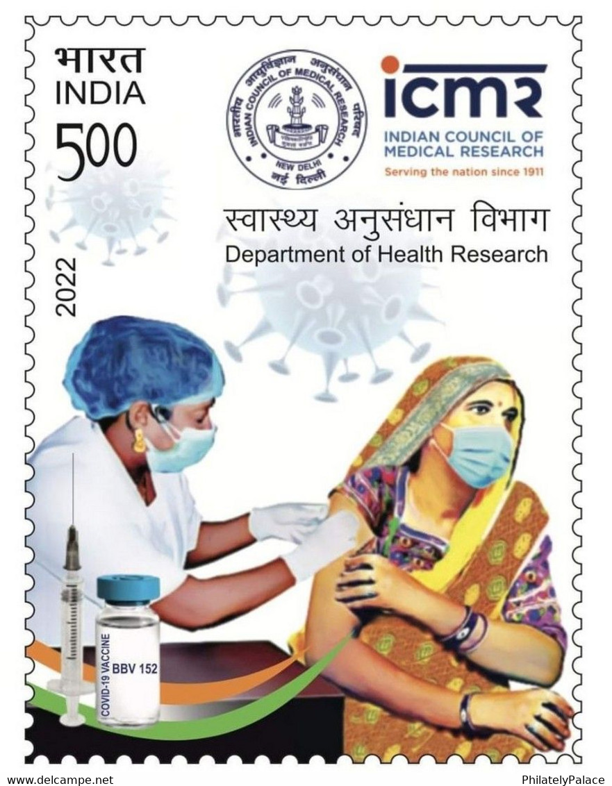 India 2022 *** ICMR Vaccine, COVID-19 ,Coronavirus, Vaccination Drive ,Doctor, Mask, Virus MNH  (**) Inde Indien - Unused Stamps