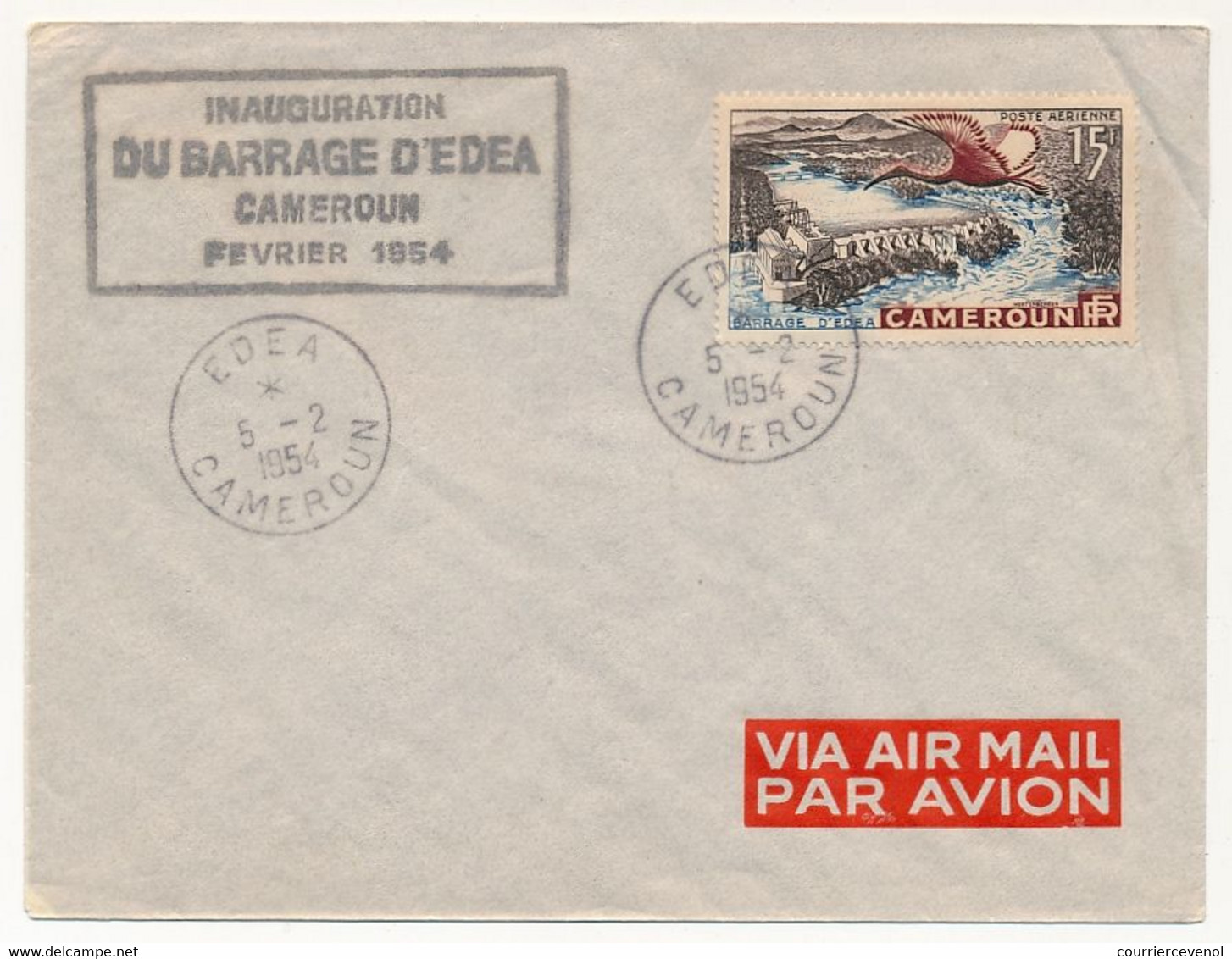 CAMEROUN => Enveloppe Non Adressée - Inauguration Du Barrage D'Edea - Février 1954 - Covers & Documents