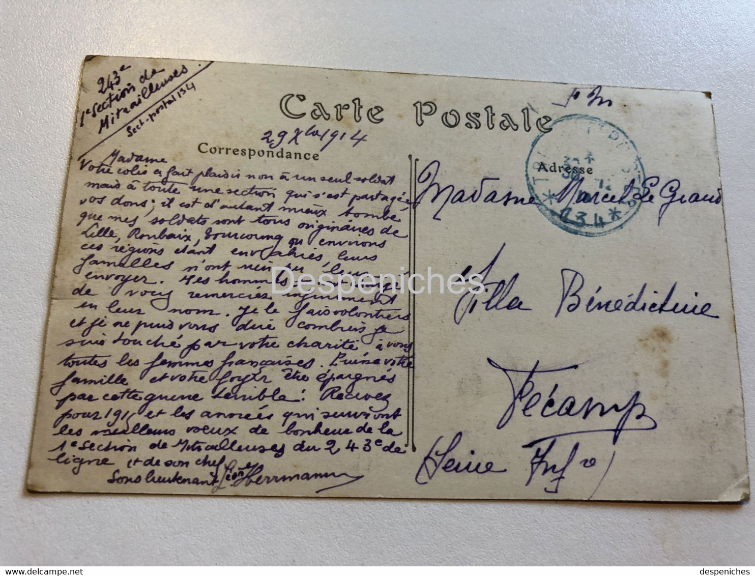 76400 Fecamp - La Bénédictine - Musée Transformé En Hôpital Auxiliaire N° 34 - 1914 - Carte Circulée Sans Timbre - Fécamp