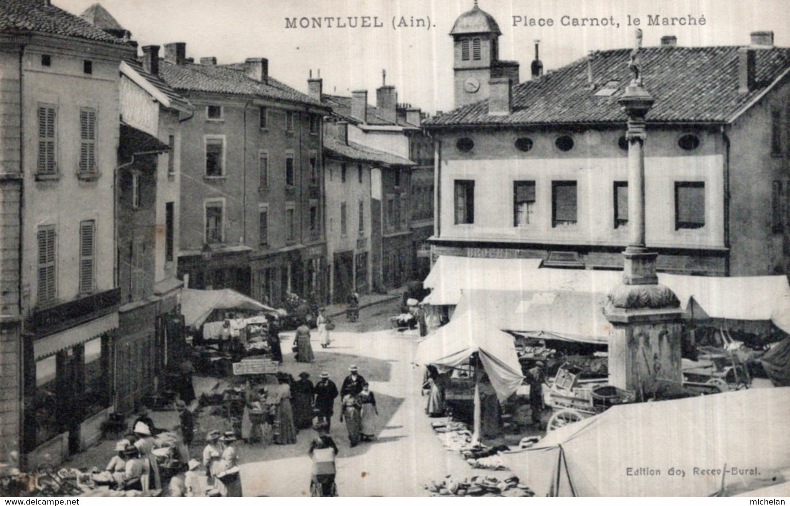 CPA   01   MONTLUEL---PLACE CARNOT, LE MARCHE---1912 - Montluel
