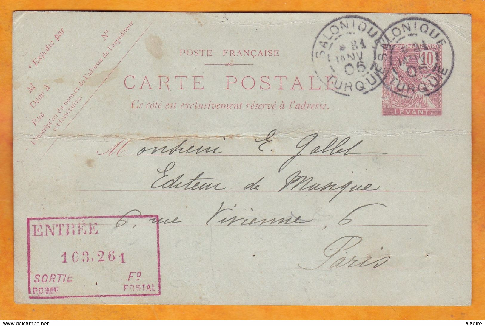 1906 - Entier CP Mouchon 10 Centimes Mouchon Levant De Salonique Vers  Paris - Daguin - Lettres & Documents
