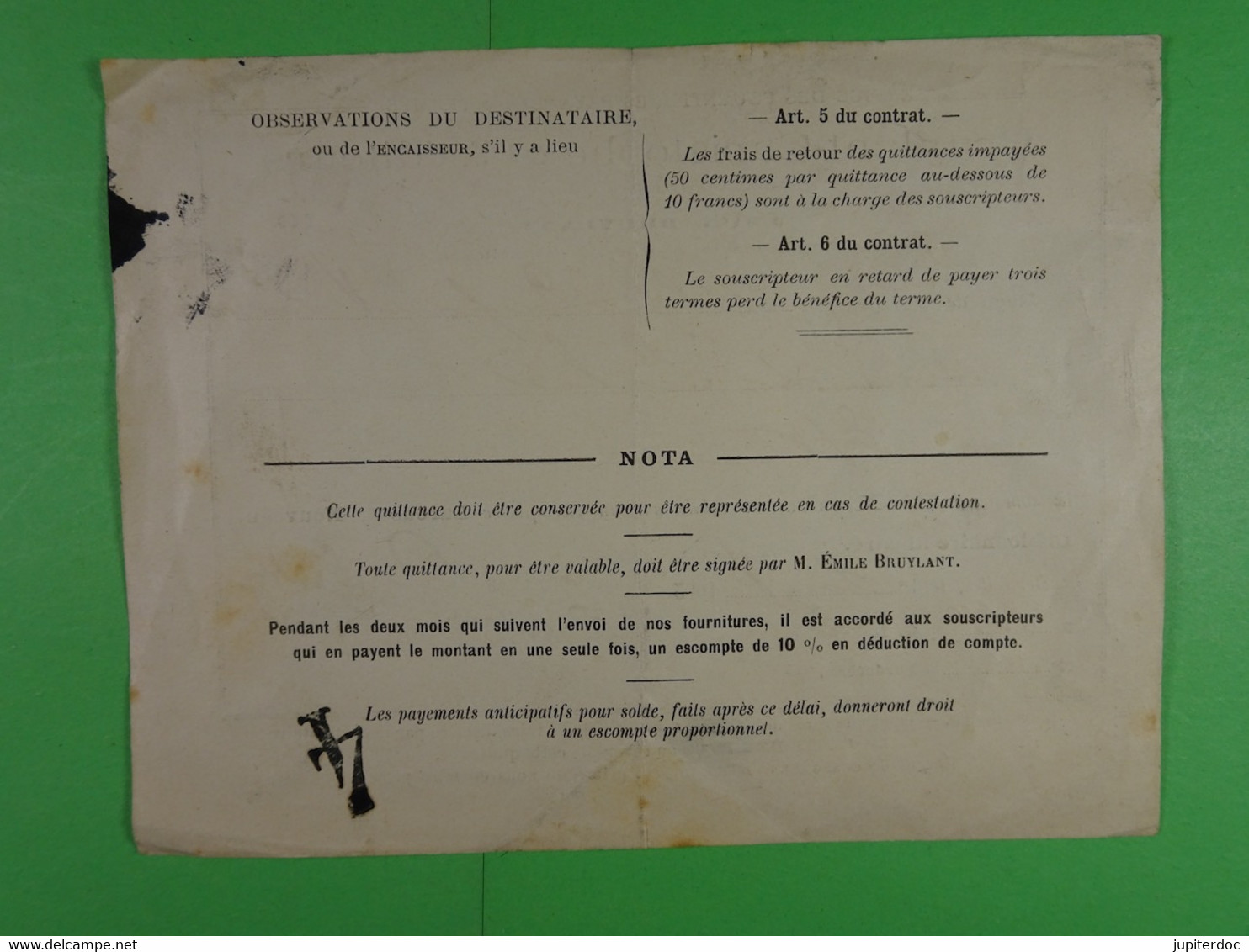 Reçu 1903 Bruylant-Christophe & Cie éditeurs Bruxelles - Drukkerij & Papieren