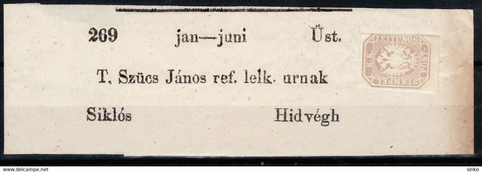 1863. Newspaper Stamp On Newspaper, SIKLOS-HIDVEGH - Kranten