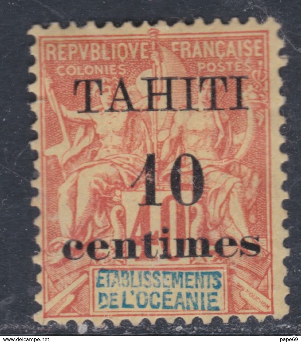 Tahiti N° 32 X Timbre D'Océanie De 1892 Surchargé : 10 C. Sur 40 C. Rouge-orange, Trace De Charnière Sinon TB - Unused Stamps