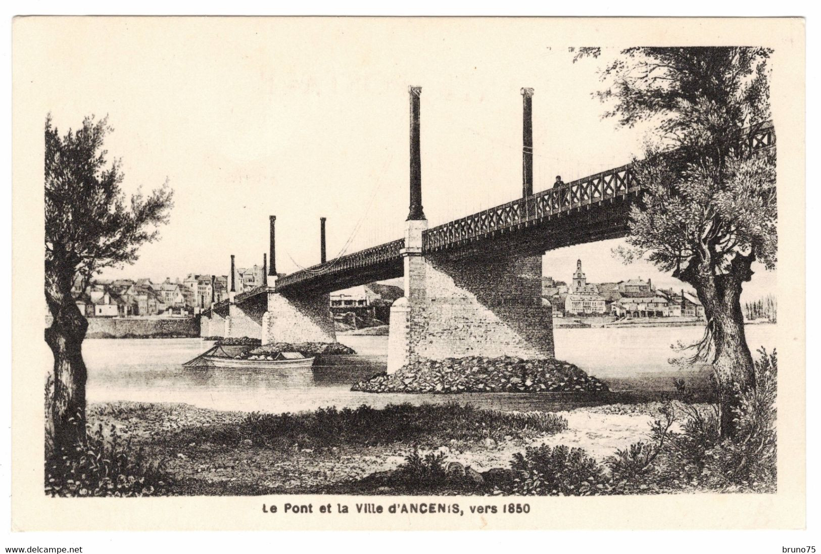 44 - ANCENIS - Le Pont Et La Ville, Vers 1850 - Ancenis