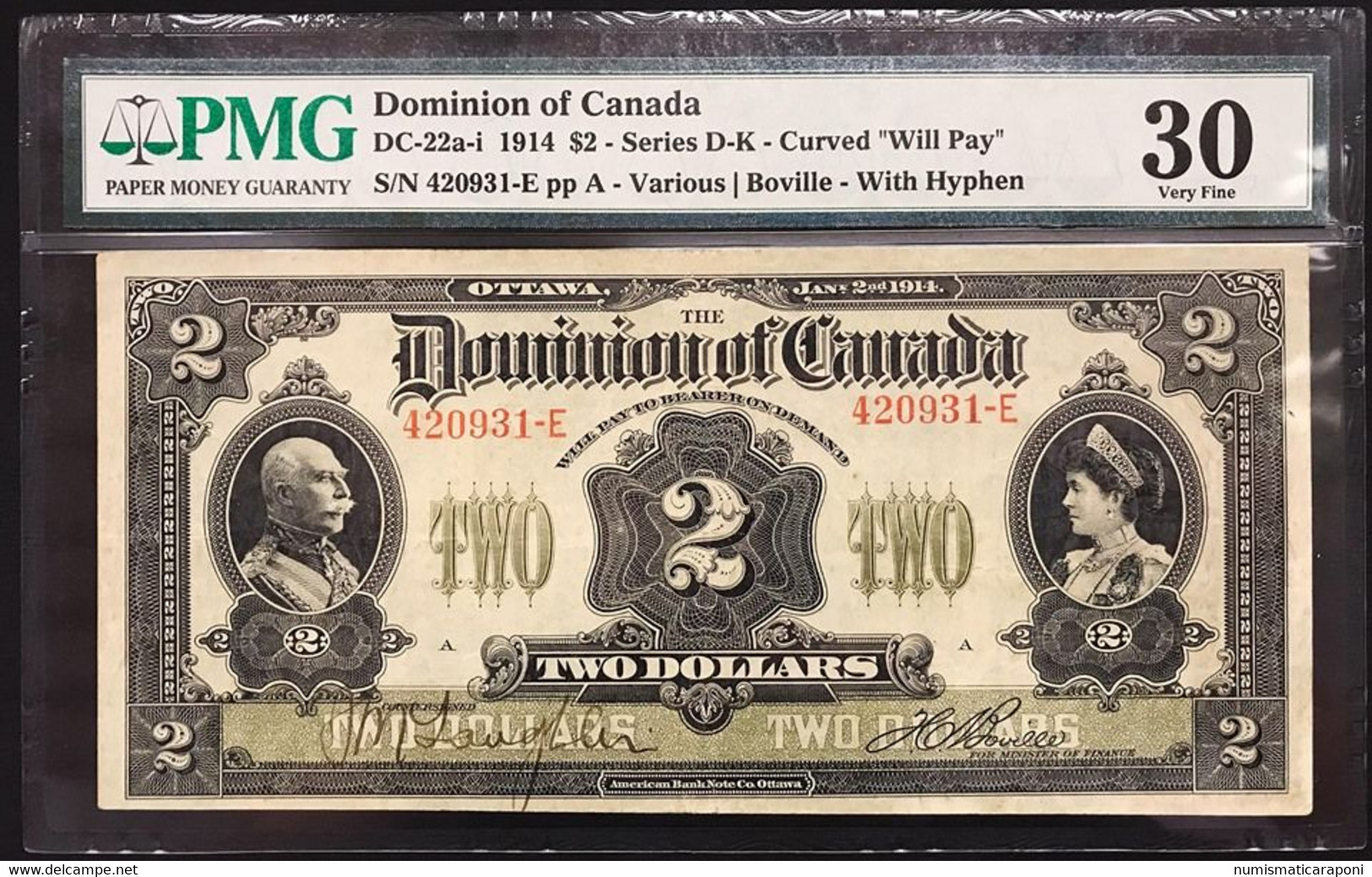 1914 Dominion Of Canada $2 DC-22a-i PMG VF 30 BB   LOTTO 2460 - Kanada