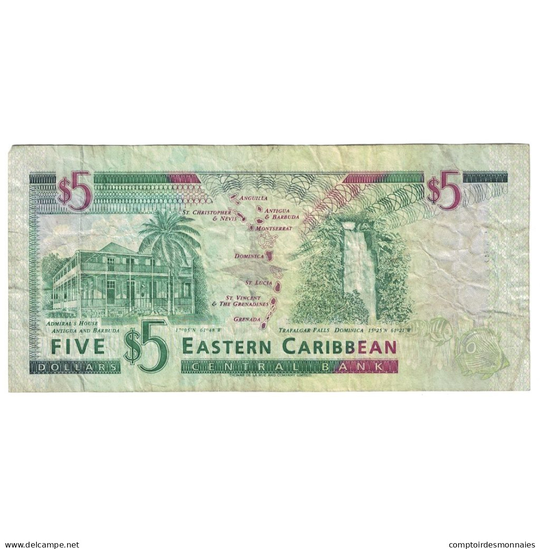 Billet, Etats Des Caraibes Orientales, 5 Dollars, Undated (2000), KM:37v, TB - Ostkaribik