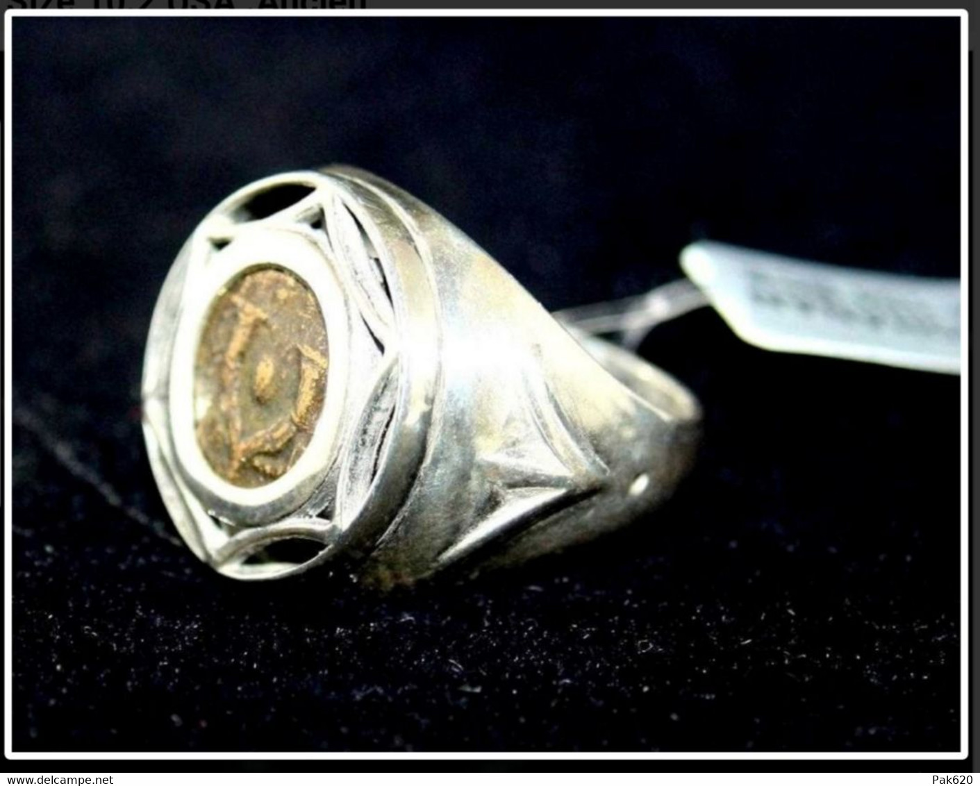 Grosse Bague En Argent Sertie D'une Monnaie Prutah De Judée époque Biblique - Rings