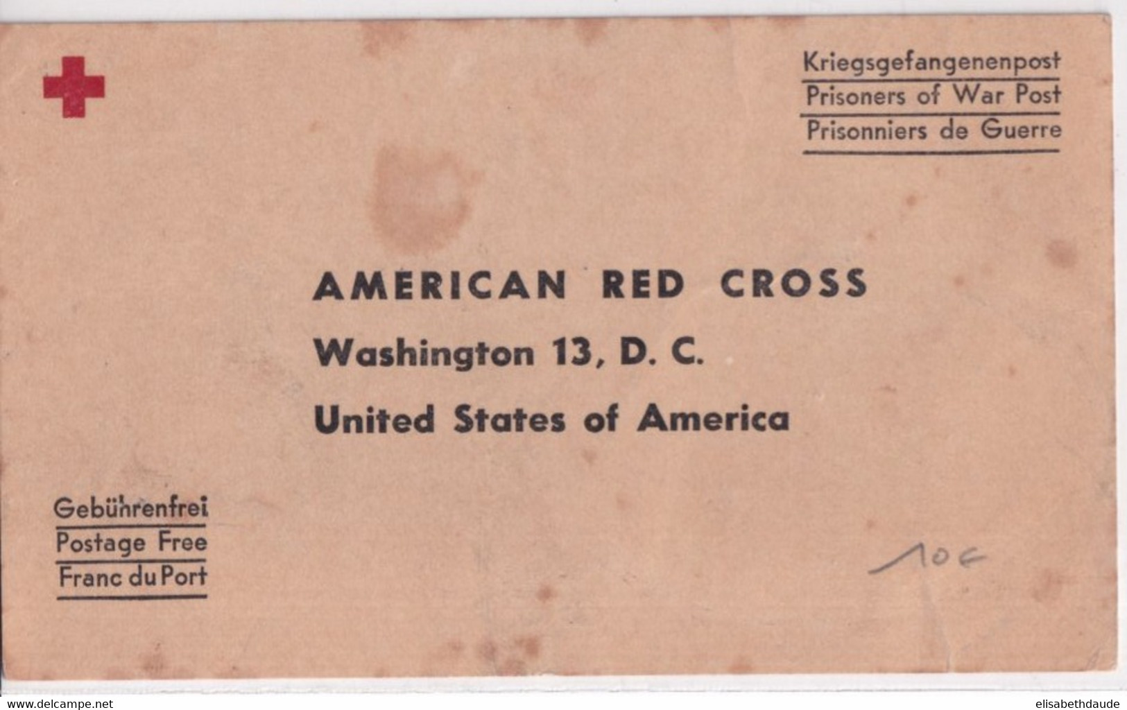 1943 - CROIX-ROUGE - CARTE RECEPTION COLIS De PRISONNIERS De GUERRE AMERICAINS => AMERICAN RED CROSS - Cruz Roja