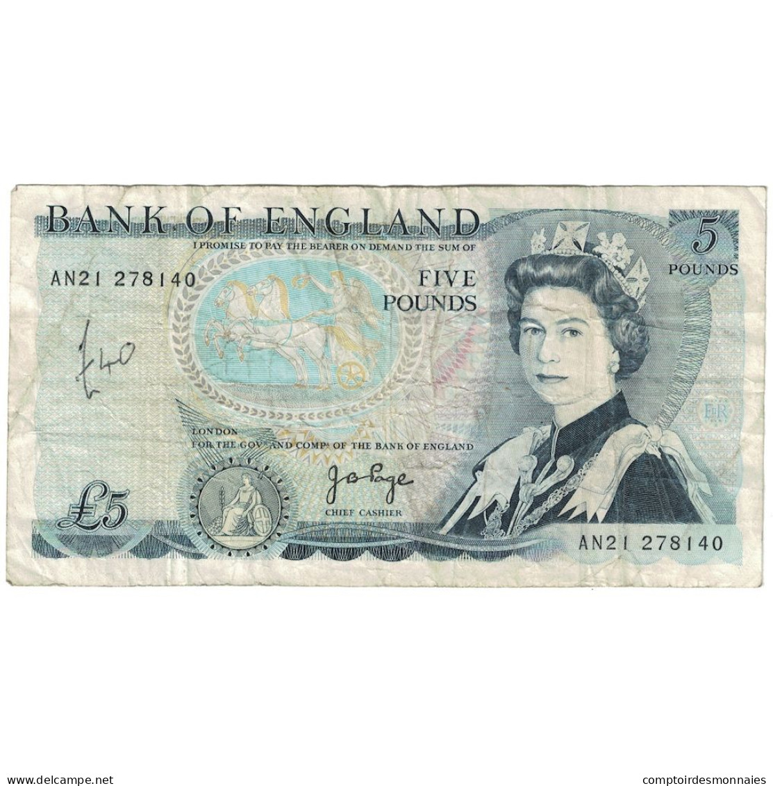 Billet, Grande-Bretagne, 5 Pounds, Undated (1971-91), KM:378a, TB - 5 Pounds