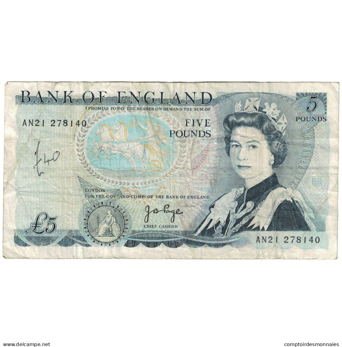 Billet, Grande-Bretagne, 5 Pounds, Undated (1971-91), KM:378a, TB - 5 Pond