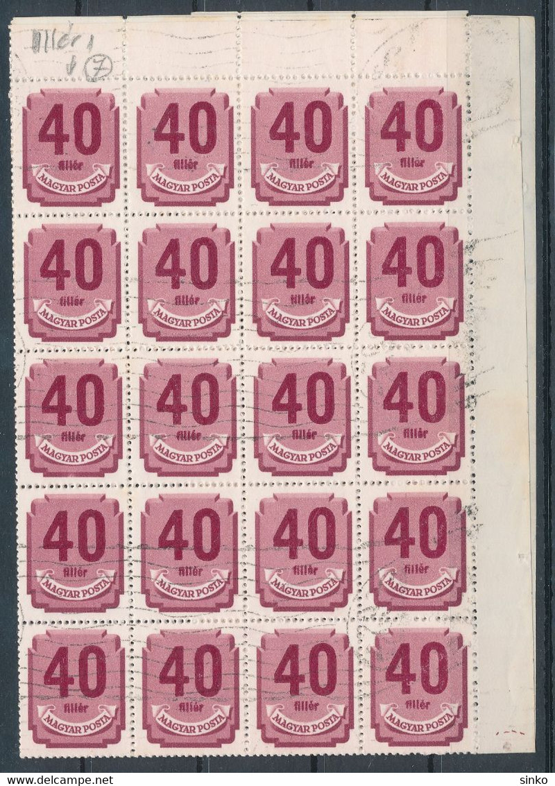 1950. Forint-Filler Porto (II.) Sheet - Misprint - Variedades Y Curiosidades