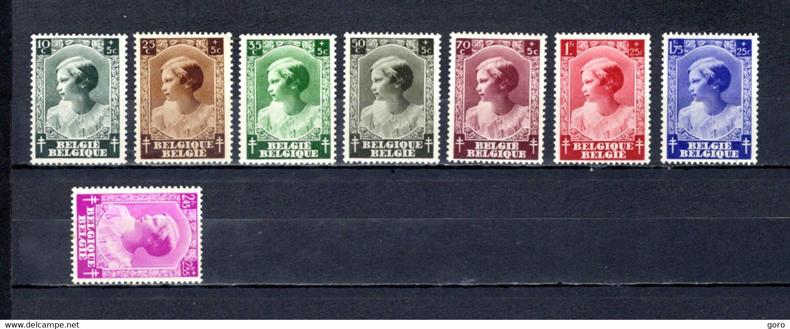 Bélgica   1937  .-   Y&T Nº    458/465    *   ( C/charniere ) - 1929-1941 Grand Montenez