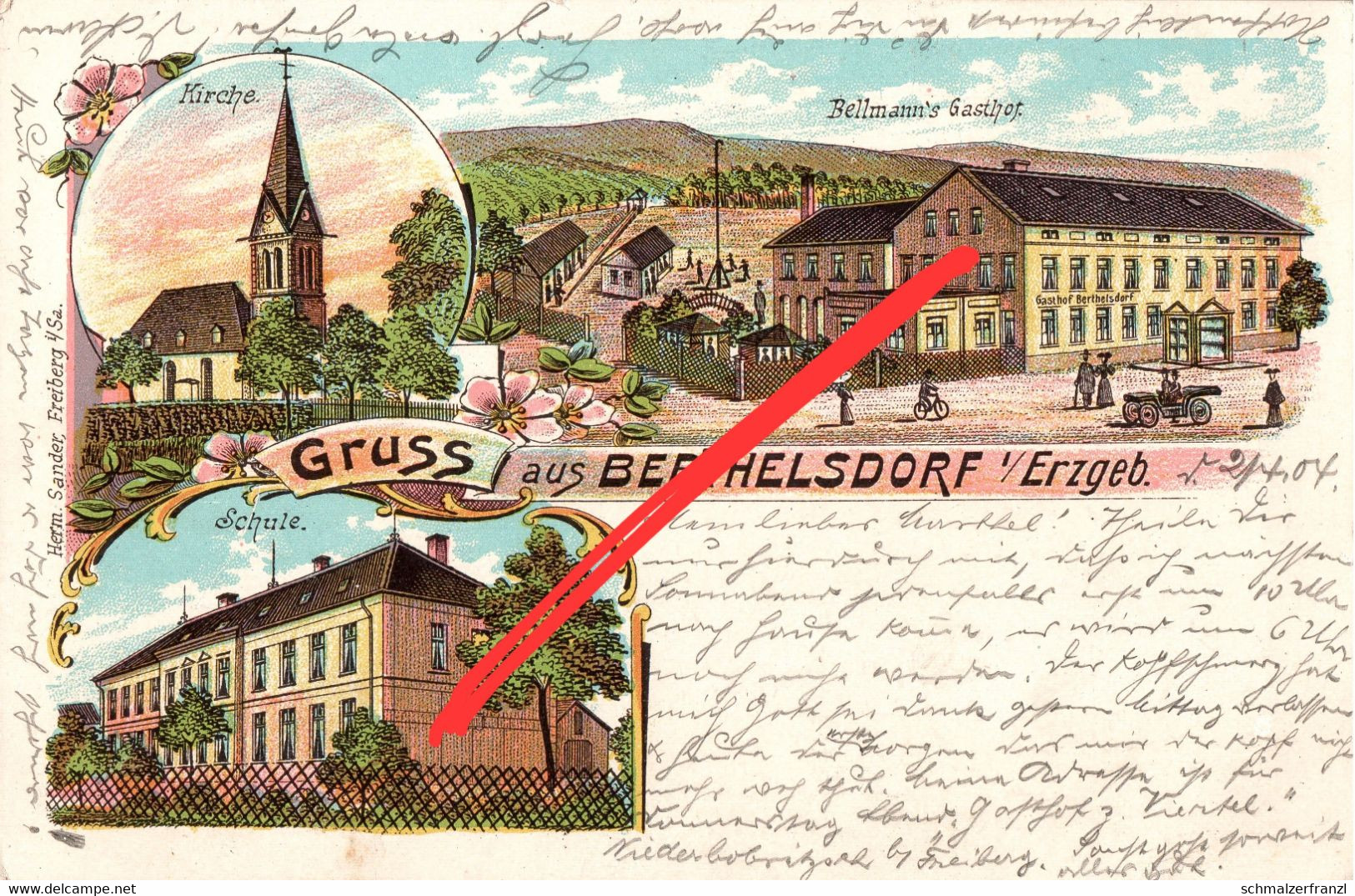 Litho AK Berthelsdorf Gasthof A Brand Erbisdorf Weißenborn Lichtenberg Mulda Freiberg Bahnpost Bienenmühle Erzgebirge - Brand-Erbisdorf