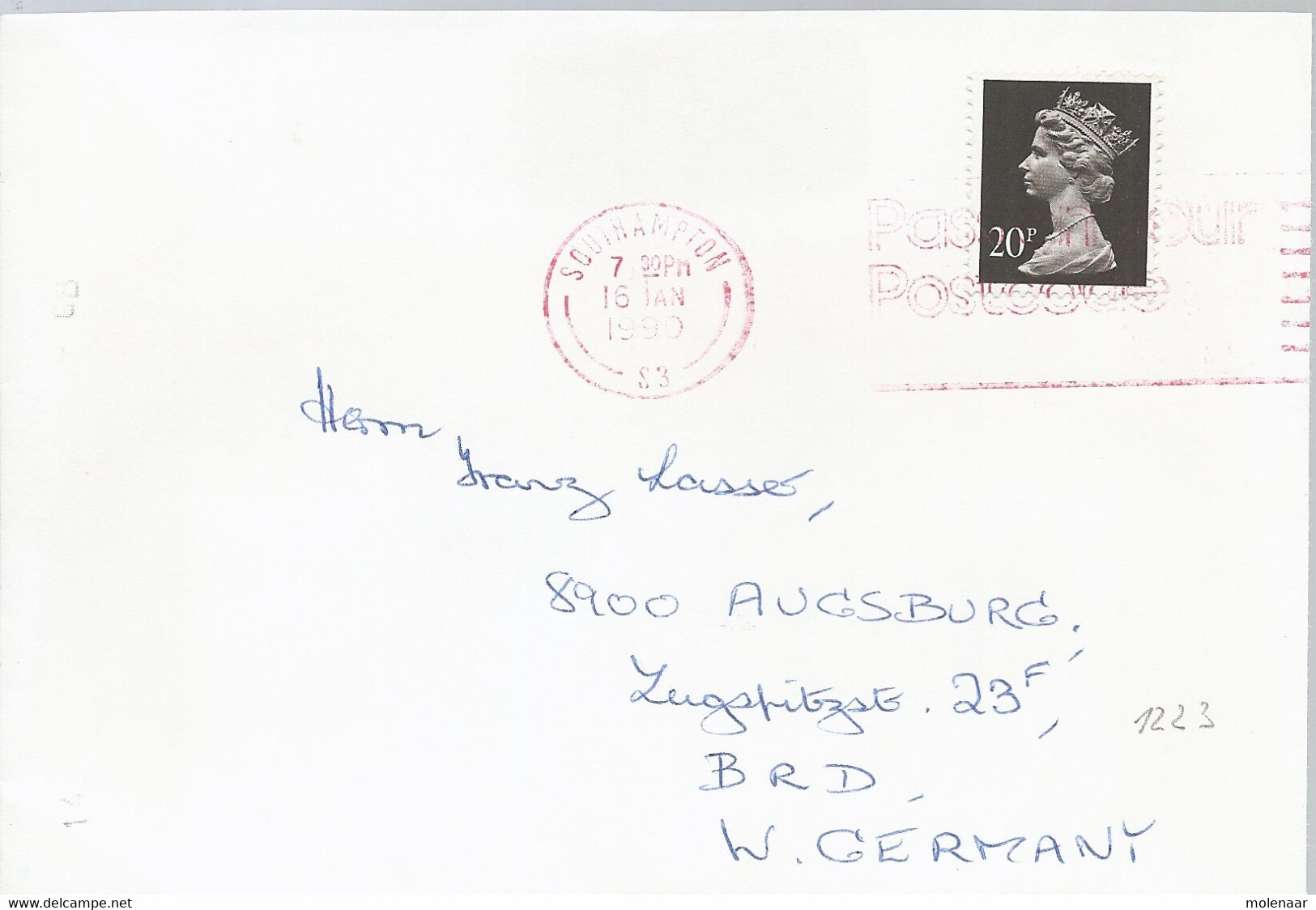 Groot-Brittannië Brief Uit 1990 Met 1 Zegel (4369) - Covers & Documents