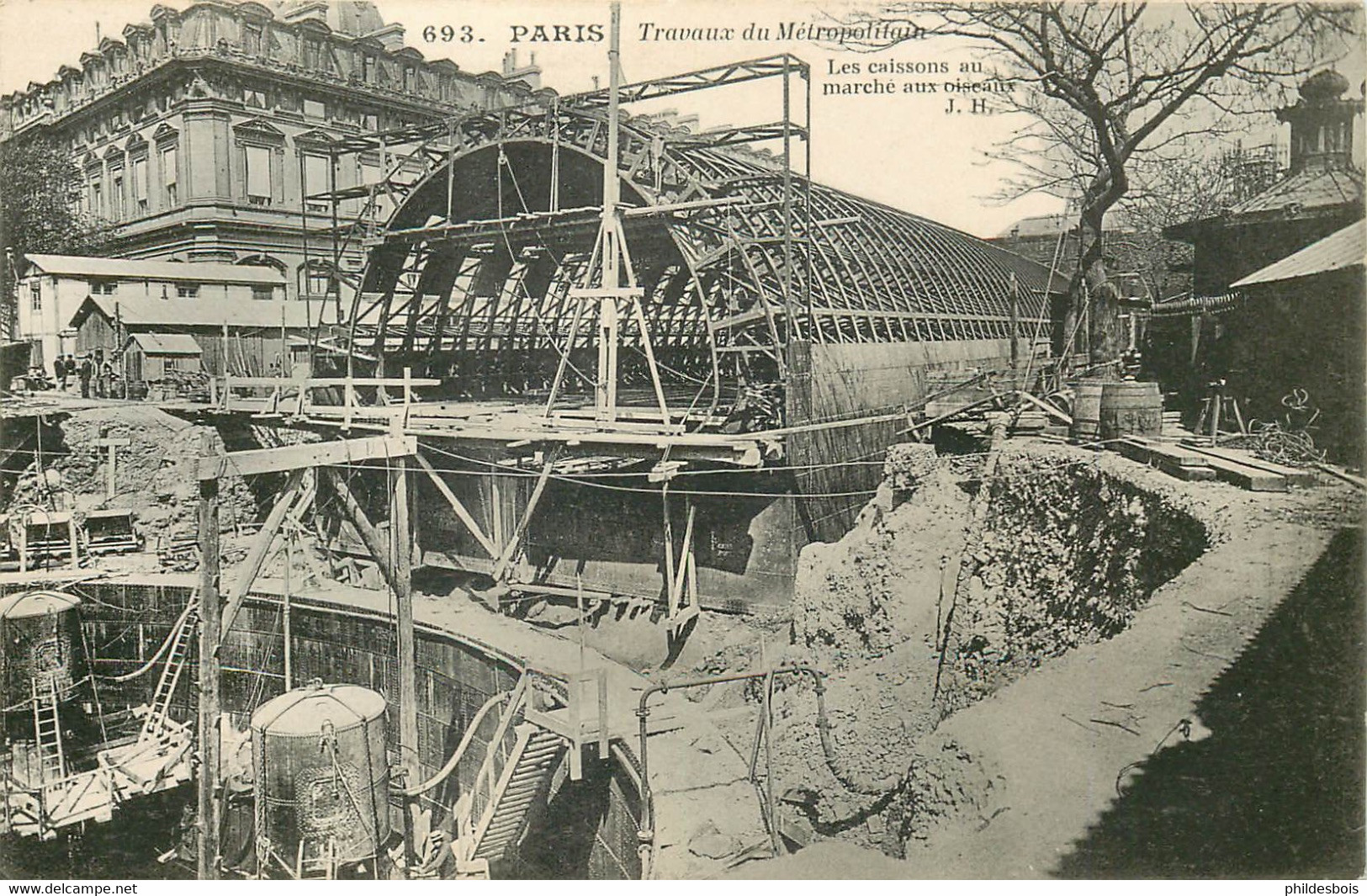 PARIS TRAVAUX DU METROPOLITAIN  Les Caissons - Pariser Métro, Bahnhöfe