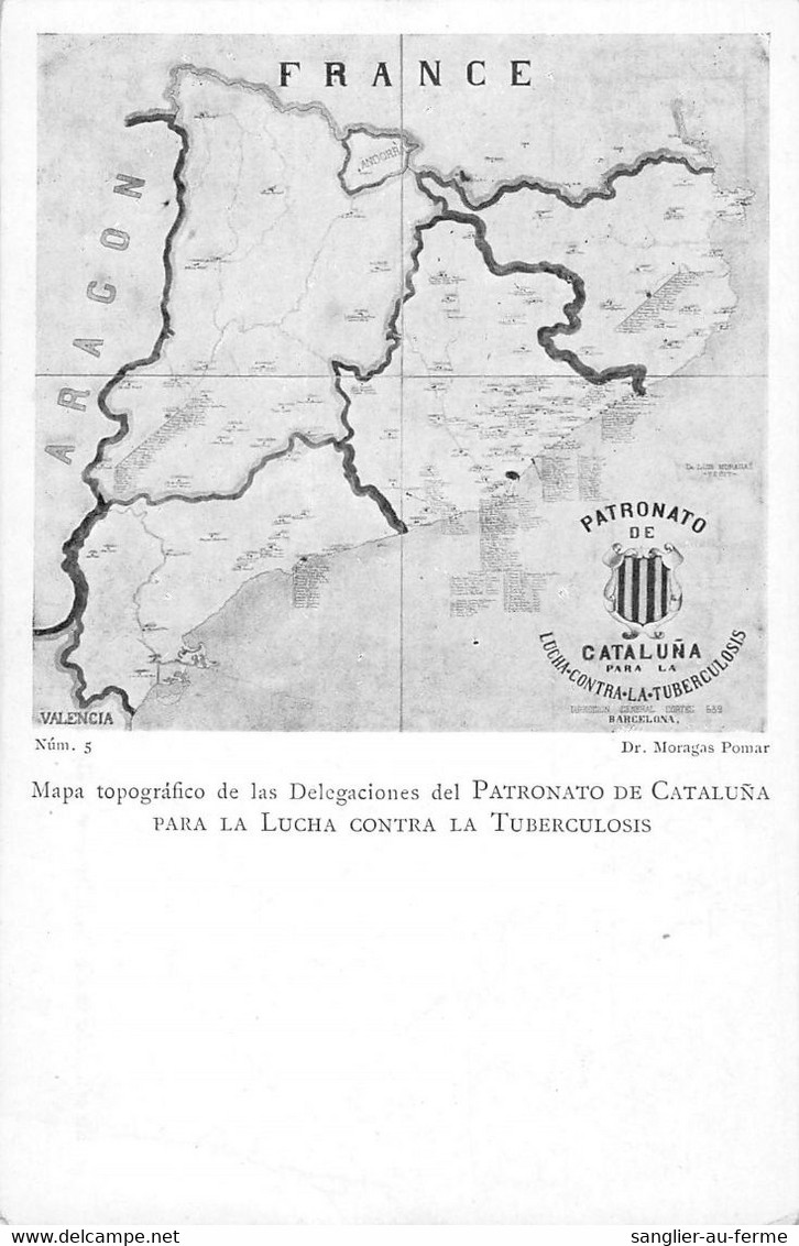 CPA ESPAGNE MAPA TOPOGRAFICO DE LAS DELEGACIONES DEL PATRONATODE CATALUNA PARA LA LUCHA CONTRA LA TUBERCULIS - Altri & Non Classificati