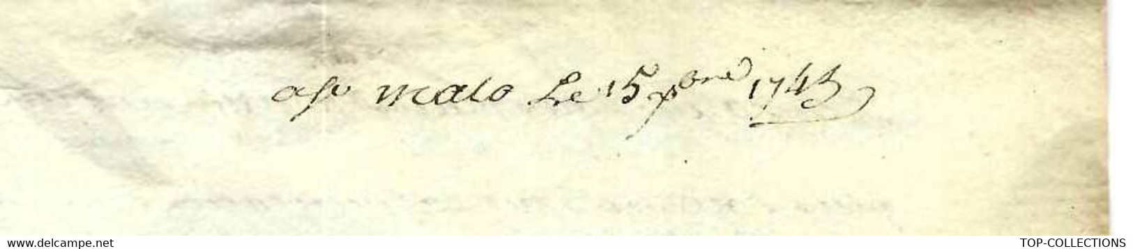 1743 Judaïca  Lettre St Malo 1747 Sign. Par Magon De La Blinaye => Gabriel  De Sylva  à Bordeaux BANQUE NEGOCE CORSAIRES - ... - 1799