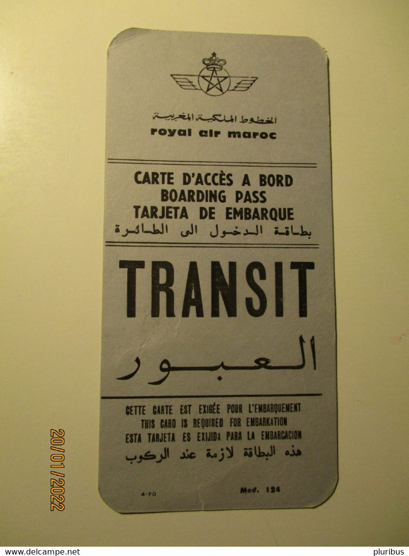 ROYAL AIR MAROC BOARDING PASS TRANSIT , 3 - Instapkaart