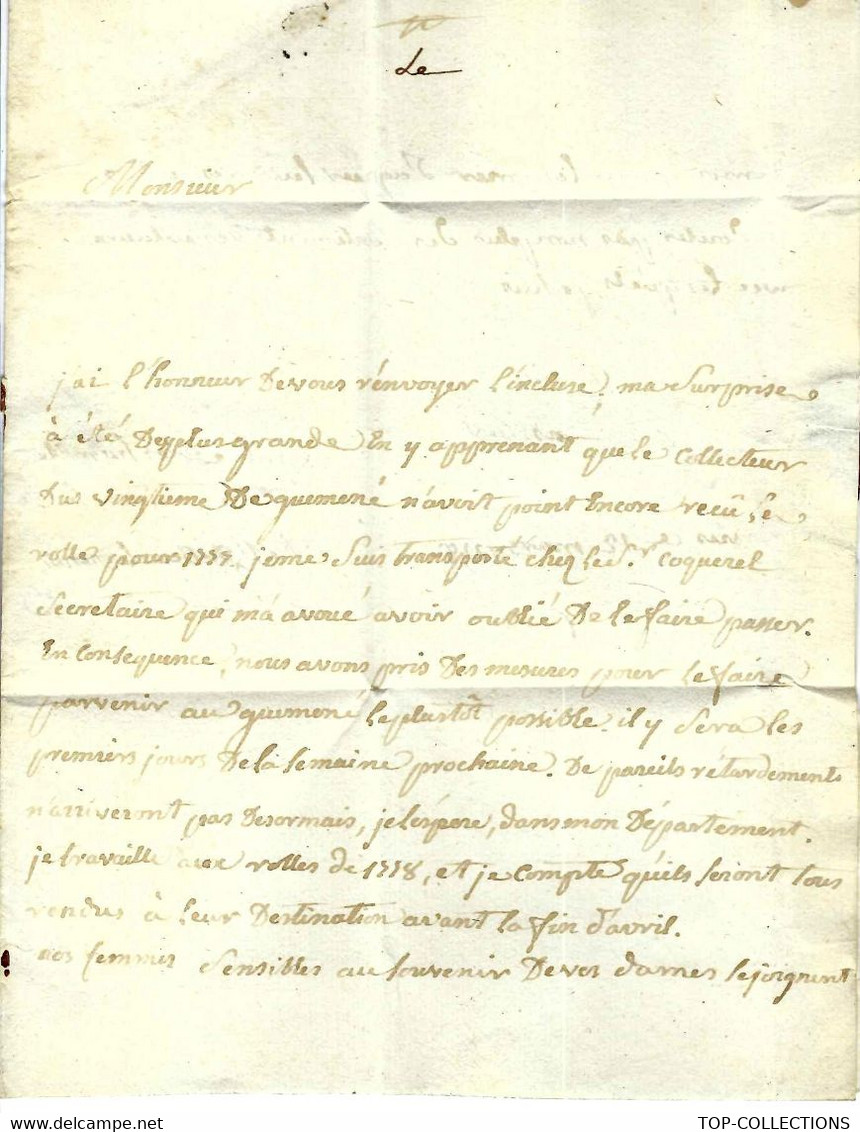 1778 ANCIEN REGIME LETTRE Signée Pour Bourgeois Receveur Général Des Fermes Ancien Régime Lorient - ... - 1799