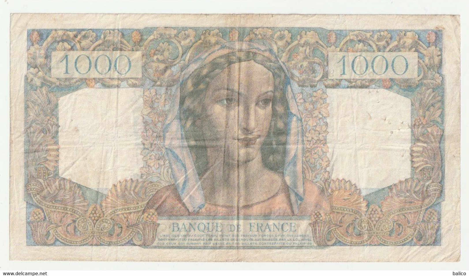 France - 1000 Francs - Minerve Et Hercule Du 31-5-1945 - N° 019  82119  ( Bon état ) - 1 000 F 1945-1950 ''Minerve Et Hercule''