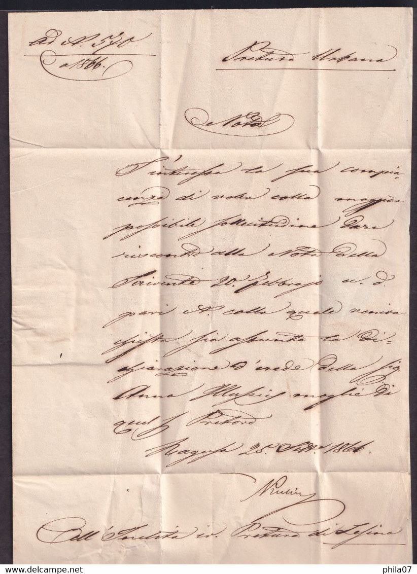 PRE-PHILATELY Croatia/Austria - Letter With Complete Content Sent From RAGUSA (Dubrovnik) To LESINA (Hvar) 26.09. 1866. - Briefe U. Dokumente