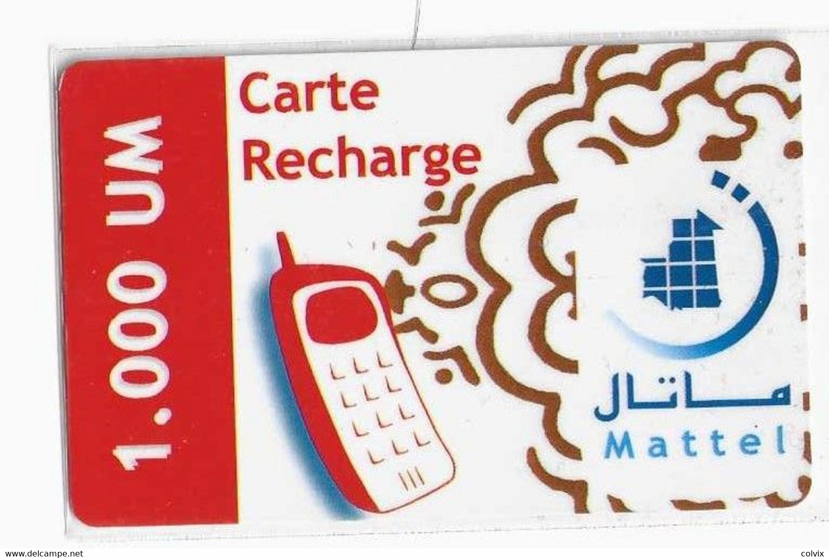 MAURITANIE CARTE RECHARGE MATTEL 1000 UM ROUGE - Mauritanien