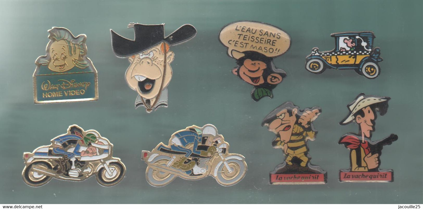 PINS PIN'S DISNEY 1147 GASTON LAGAFFE LUCKY LUKE HOME VIDEO MOTO JOE BAR TAXI BILLY LE KID DALTON LOT 8 PINS - Disney