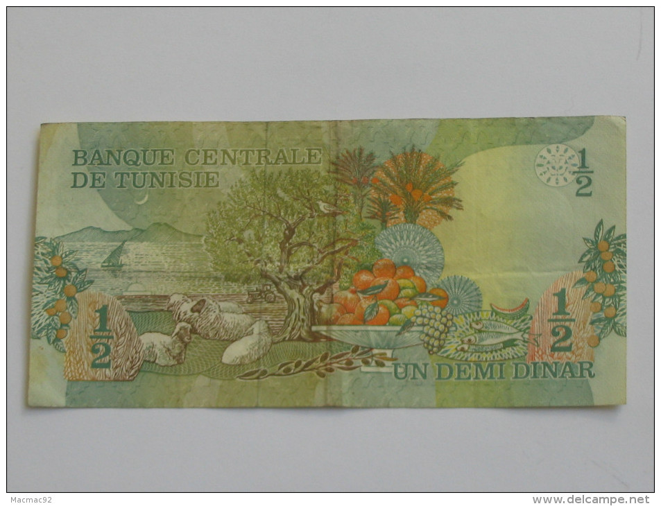 1/2 Un Demi  Dinar 1973 - Banque Centrale De Tunisie **** EN ACHAT IMMEDIAT **** - Tunesien