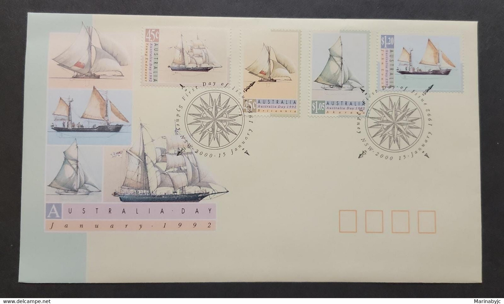 SP) 1992 AUSTRALIA DAY, SYDNEY, BRILANNIA JOHN LONI YOUNG ENDEAVOUR SHIPS, FDC, XF - Other & Unclassified