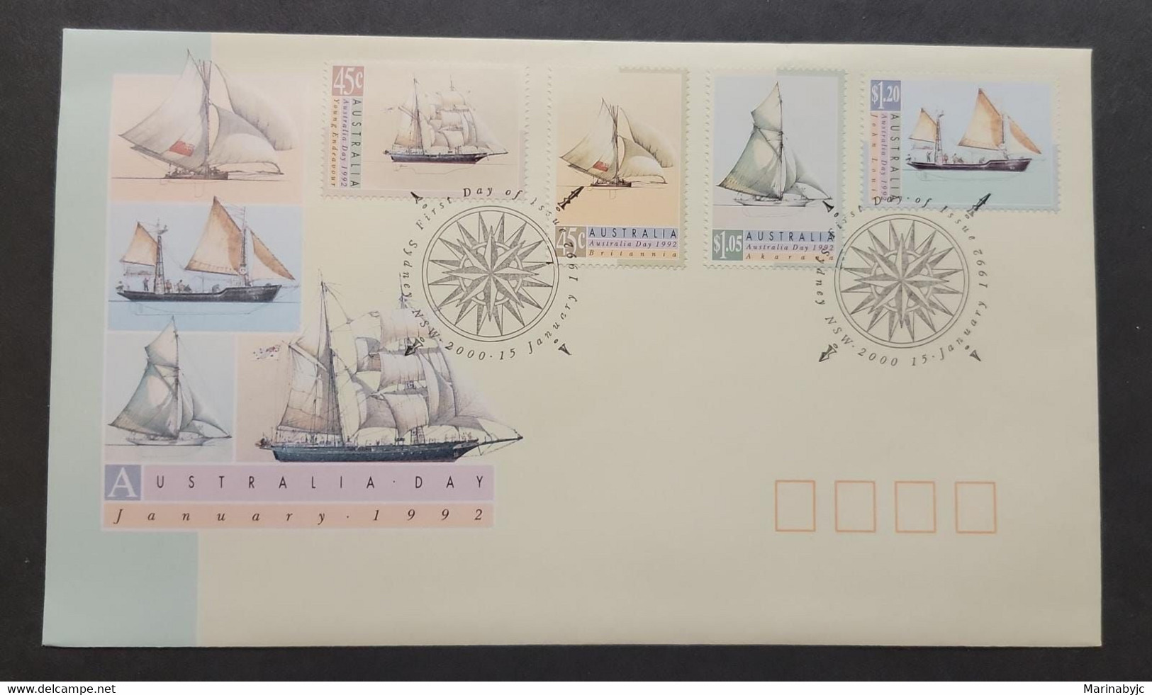 SP) 1992 AUSTRALIA DAY, SYDNEY, BRILANNIA JOHN LONI YOUNG ENDEAVOUR SHIPS, FDC, XF - Otros & Sin Clasificación