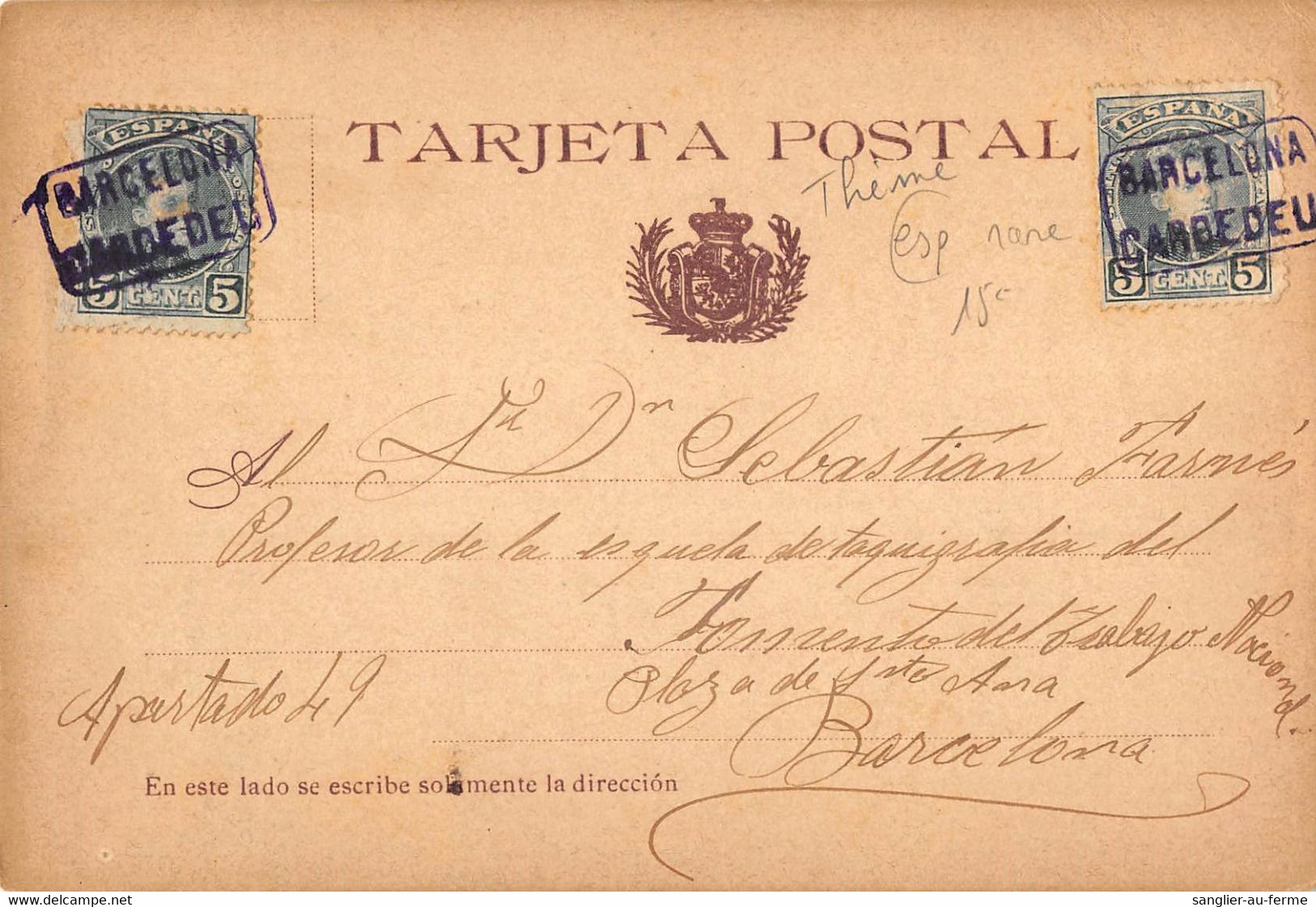 CPA METIER TACHYGRAPHIE ESCUELA DE TAQUIGRAFIA SISTEMA GARRIGA 1e DE ENERO DE 1903 (voir Verso) - Sonstige & Ohne Zuordnung