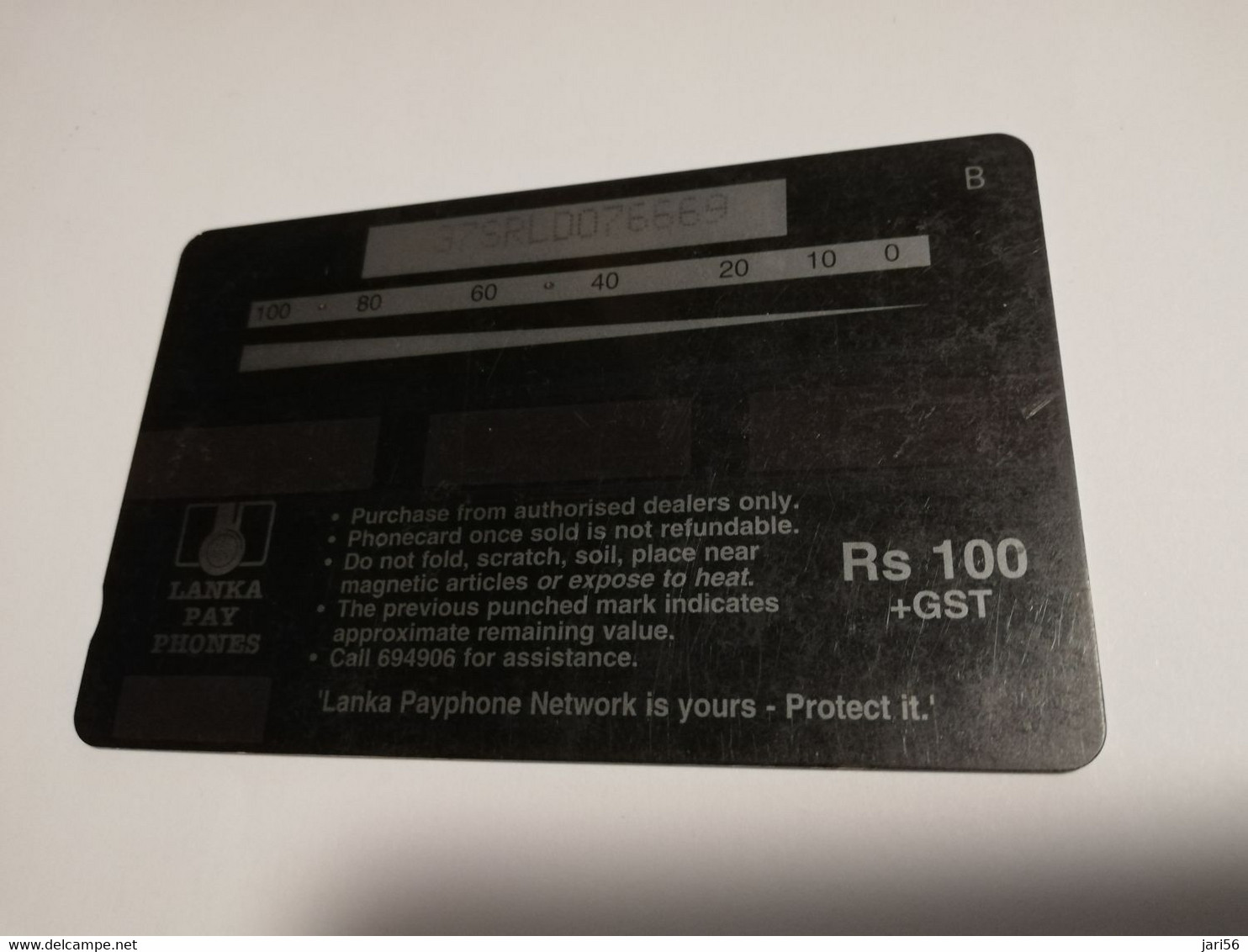 SRI LANKA RS 100 LANKA   BIRD   25SRLA   GPT  Magnetic CARD    **6878 ** - Sri Lanka (Ceylon)