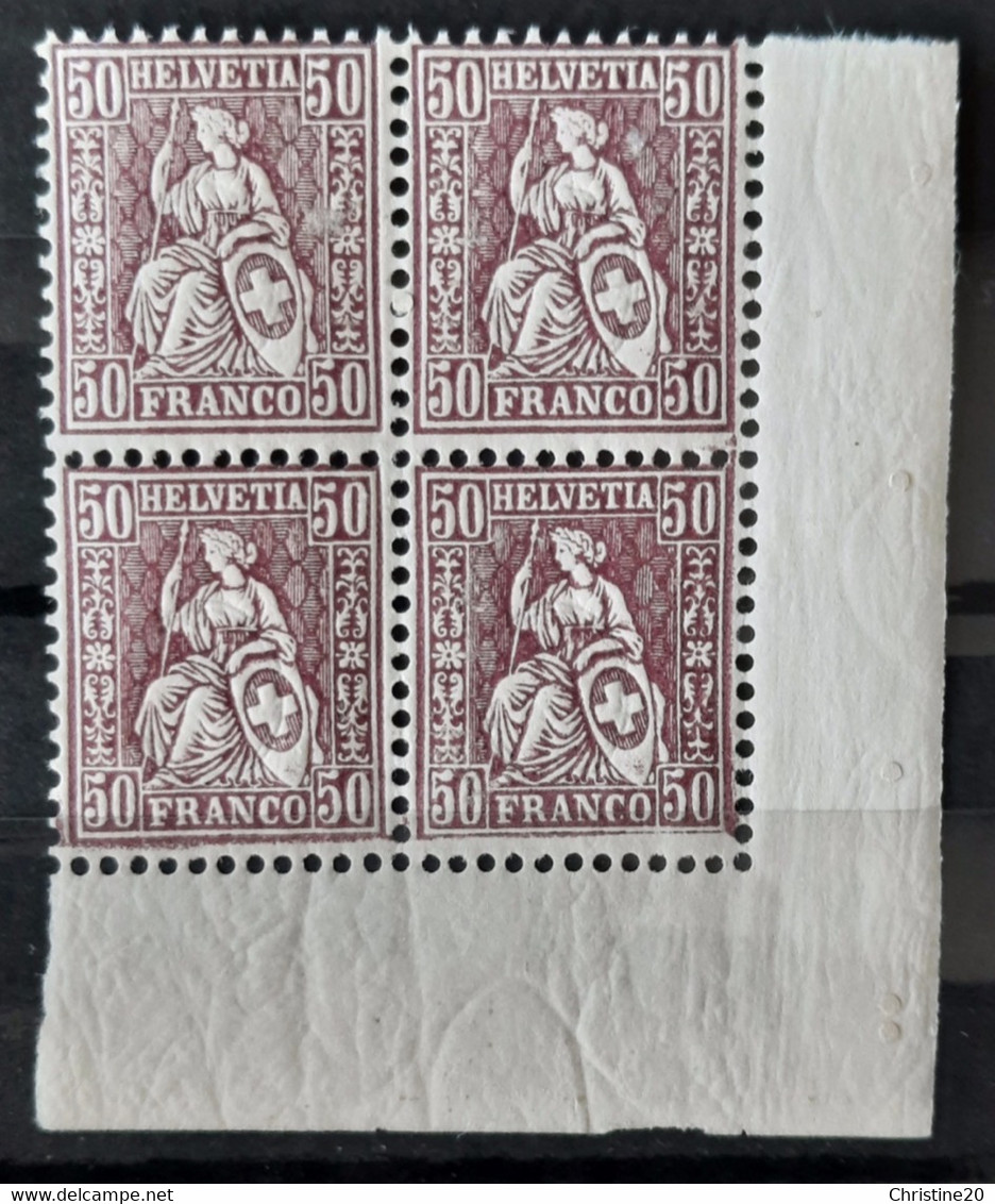 Suisse 1867/78 N°48 Bloc De 4 CdF **TB Cote 240€ - Ungebraucht